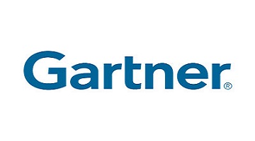 Gartner logo, a white background with the name Gartner in bold blue font