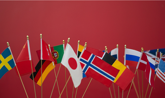 Illustration showing the flags of many different countries