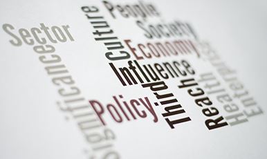 A word cloud with words like "Policy", "Economy" & "Culture"
