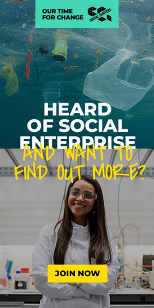 Advertisement for the social enterprise campaign Social Shifters